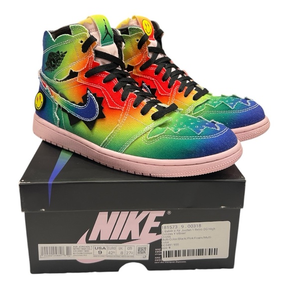 Jordan 1 High J Balvin Retro Goat Colorful Athletic Sneaker Shoes SZ 9 - Picture 2 of 16